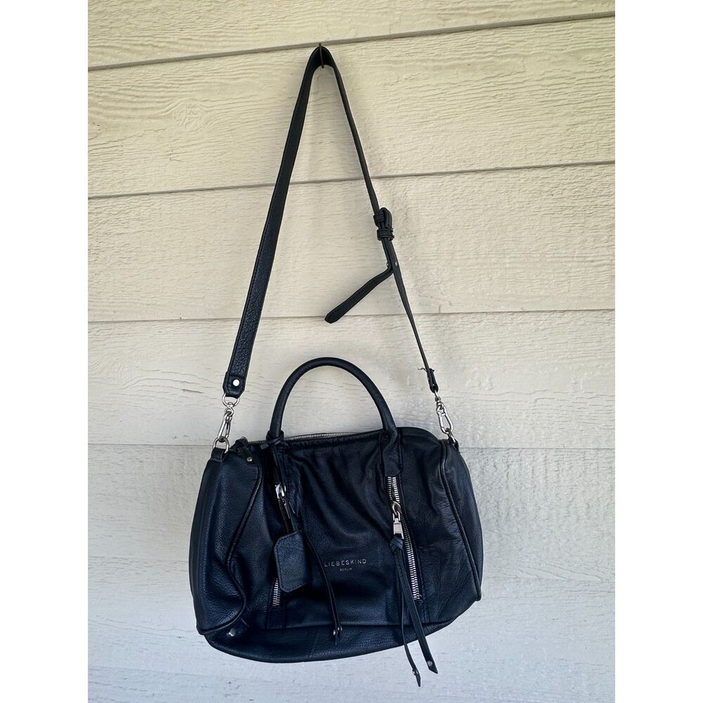 Liebeskind Berlin Marrakas Black Pebbled Leather Satchel Crossbody OS
